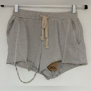 POL Lea White and Black Striped Distressed Shorts Size Small NWT